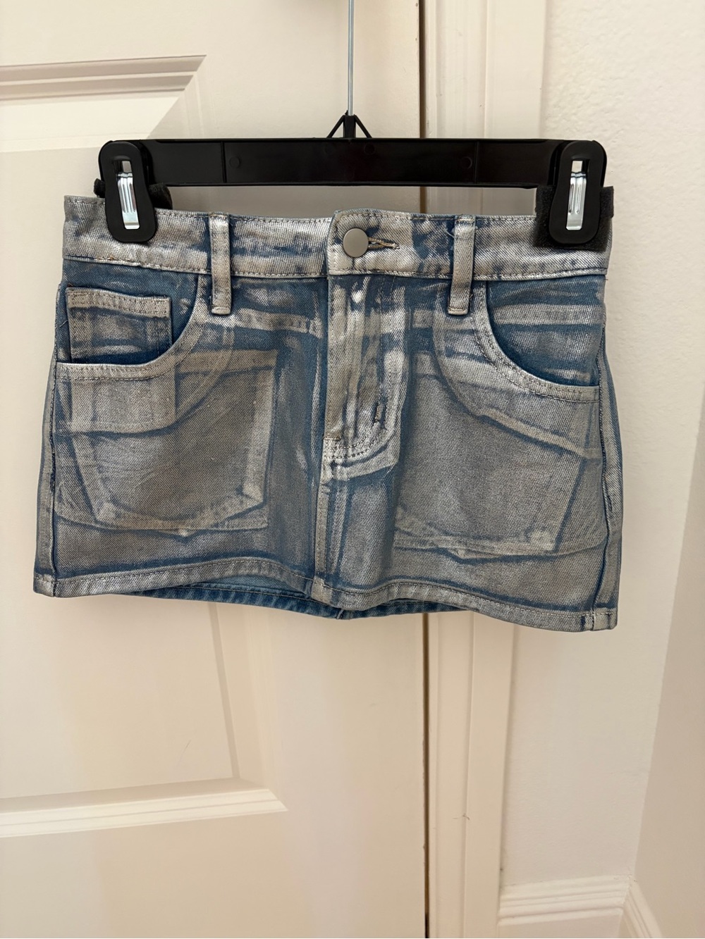 superdown Blue and White Mini Skirt - Denim Print